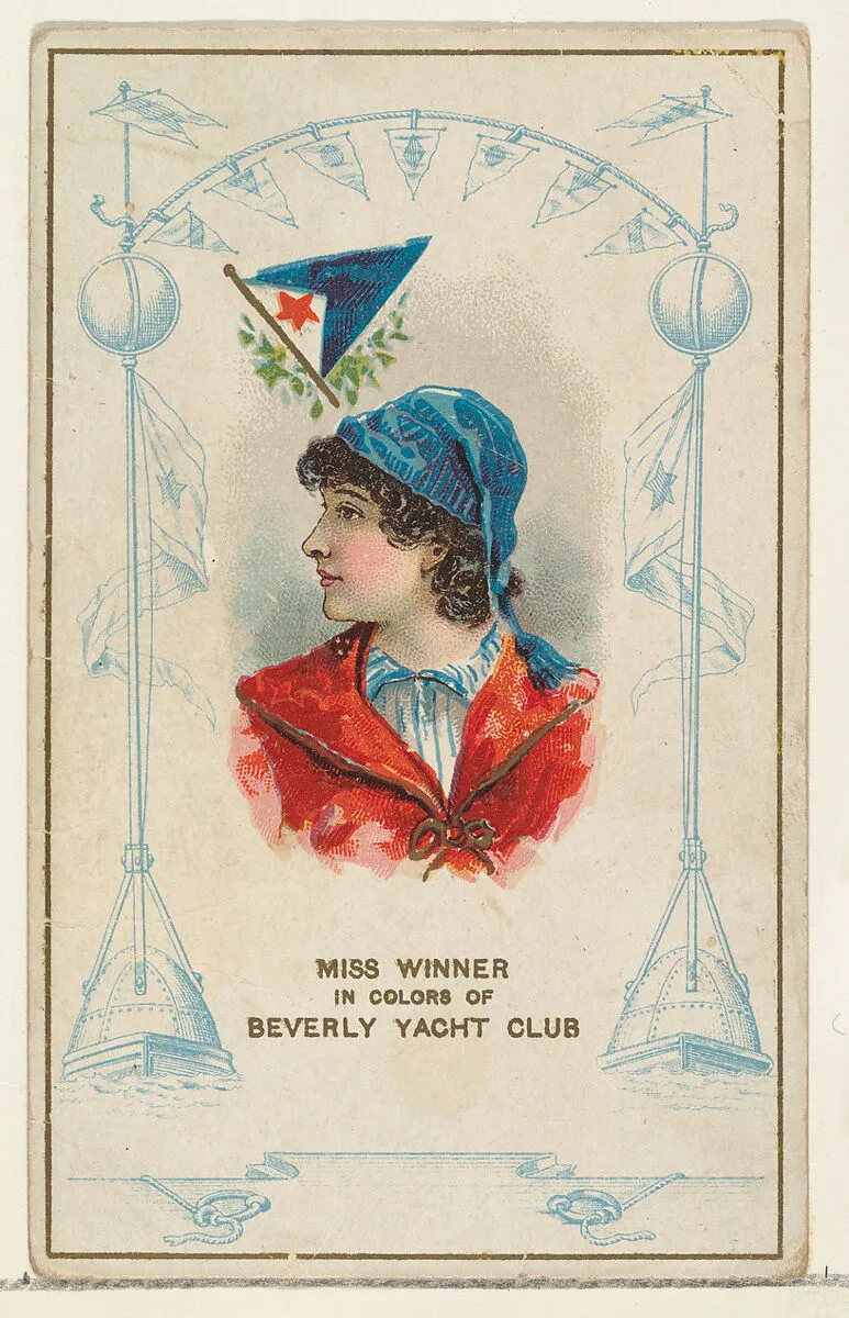 Miss Winner in Colors of Beverly Yacht Club, from the Yacht Colors of the World series (N140) issued by Duke Sons & Co. to promote Honest Long Cut Tobacco — W. Duke, Sons & Co.