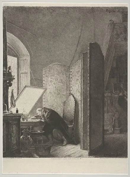 Rembrandt in His Studio — Paul Adolphe Rajon|Jean-Léon Gérôme|Auguste Delâtre|Rembrandt (Rembrandt van Rijn)|Goupil & Co.