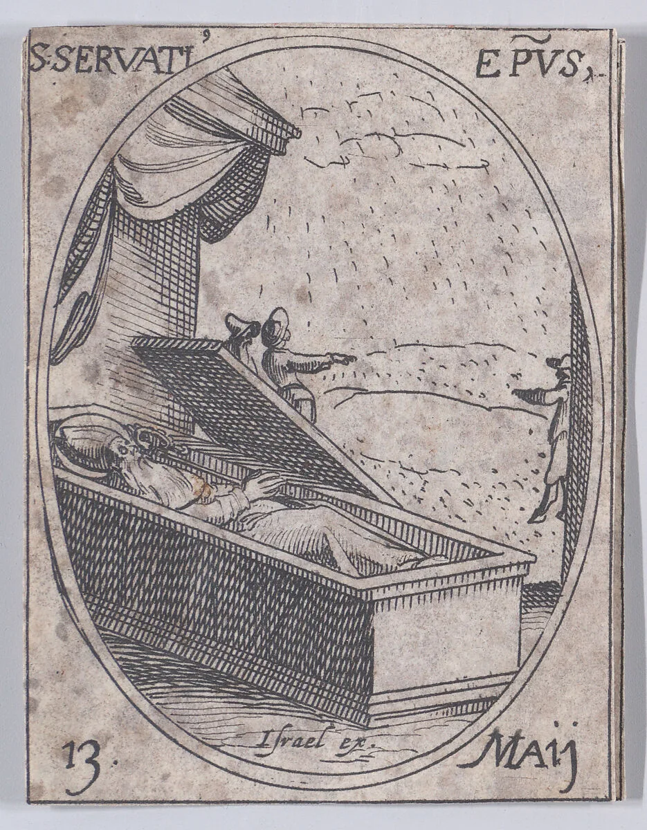 S. Servais, évêque (St. Servatus, Bishop), May 13th, from "Les Images De Tous Les Saincts et Saintes de L'Année" (Images of All of the Saints and Religious Events of the Year) — Jacques Callot|Israël Henriet