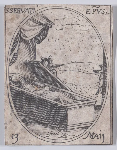 S. Servais, évêque (St. Servatus, Bishop), May 13th, from "Les Images De Tous Les Saincts et Saintes de L'Année" (Images of All of the Saints and Religious Events of the Year)