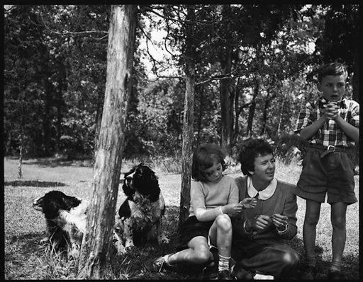 [Emily Workum and Her Children on Lawn, Bedford Village, New York]