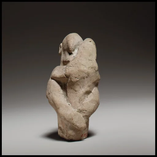 Two figures in a scene of childbirth
