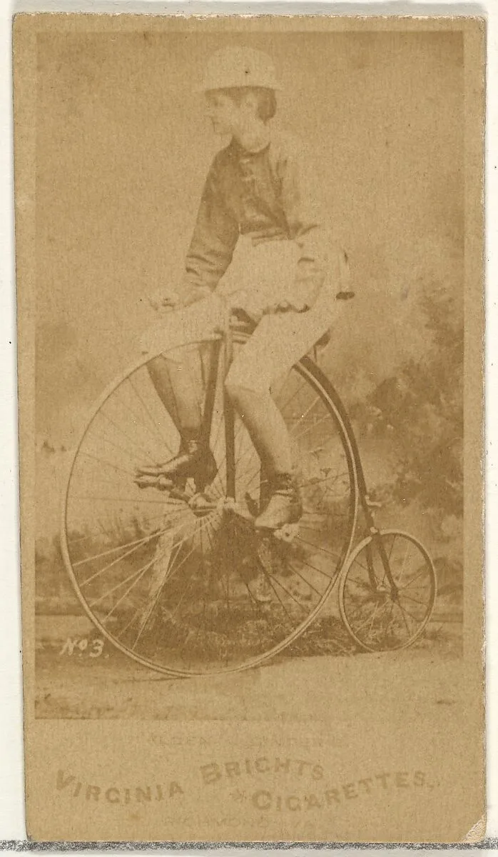 Card 3, from the Girl Cyclists series (N49) for Virginia Brights Cigarettes — Allen & Ginter