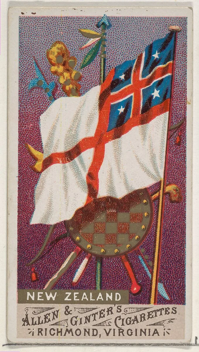 New Zealand, from Flags of All Nations, Series 1 (N9) for Allen & Ginter Cigarettes Brands — Allen & Ginter