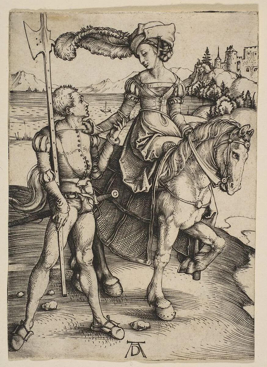 The Lady on Horseback and the Lansquenet — Albrecht Dürer