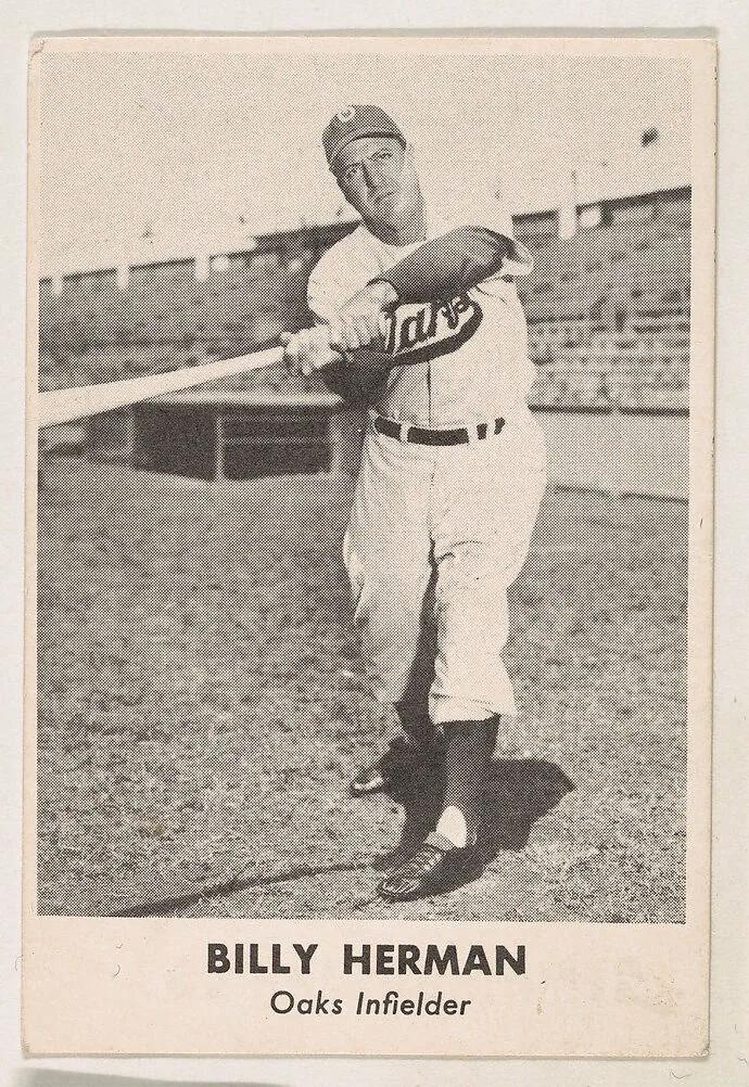 Billy Herman, Oaks Infielder, from the Oakland Baseball Players (Oaks) series (D317), issued by Sunbeam Bread and Remar Bread — Sunbeam Bread|Remar Baking Company