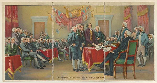 The Signing of the Declaration of Independence, from the "Historical Events" series (T70), issued with Hoffman House Magnums Cigars, Flexo Giants Little Cigars, Buffo Little Cigars, and Just Suits Cut Plug — Unknown