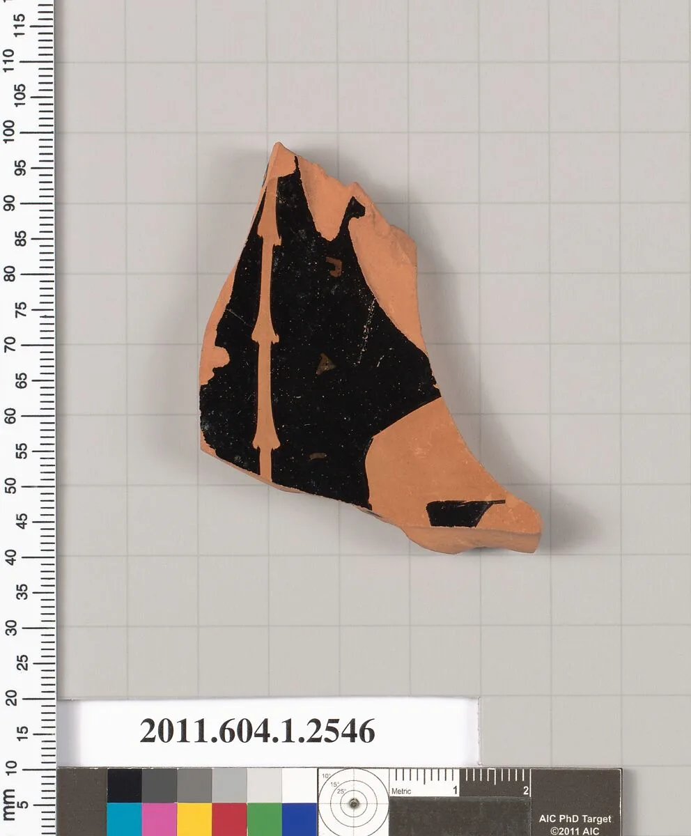 Terracotta fragment of a kylix (drinking cup) — Painter of London E 2