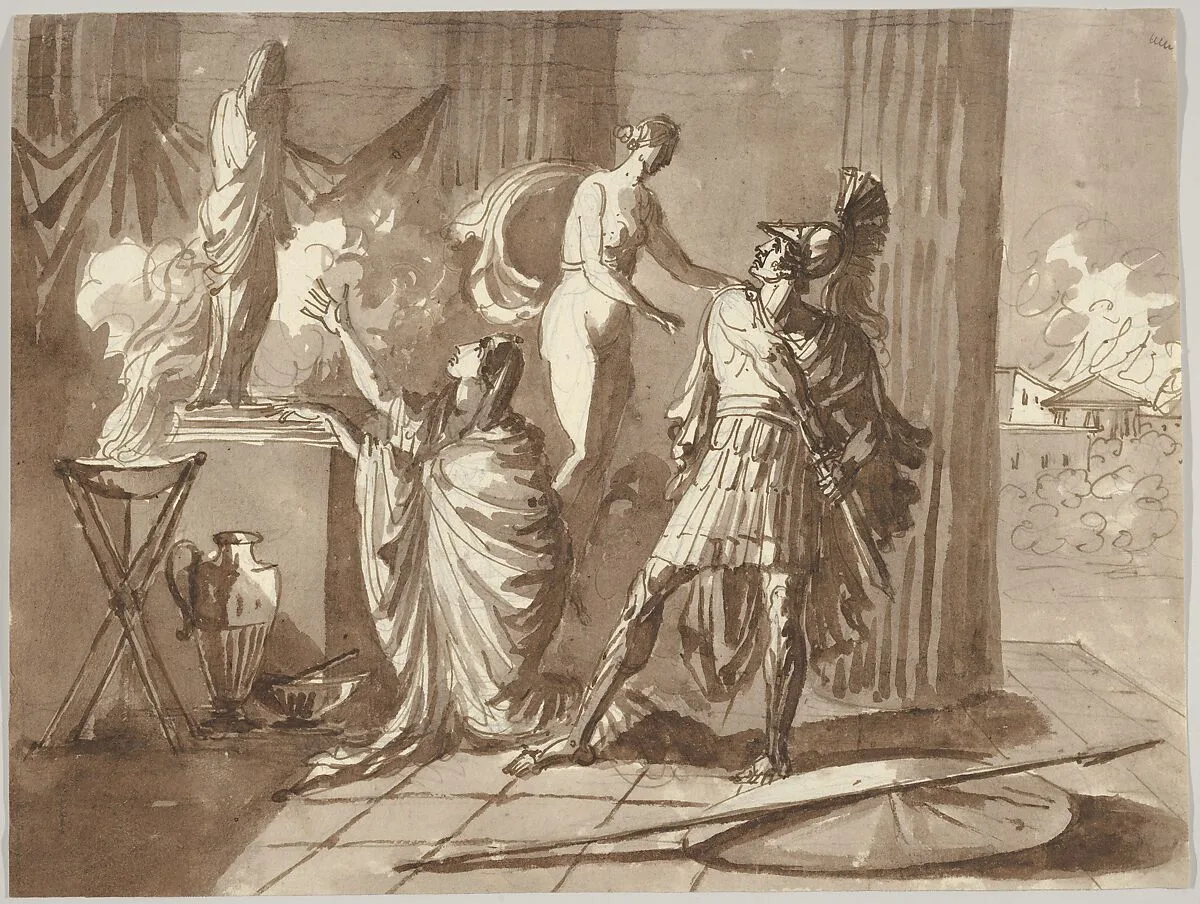 Venus preventing Aeneas from killing Helen — Johann Tobias Sergel|Anonymous, French, 18th century