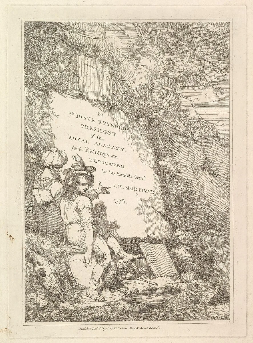 Frontispiece (from "Fifteen Etchings Dedicated to Sir Joshua Reynolds") — John Hamilton Mortimer|Sir Joshua Reynolds
