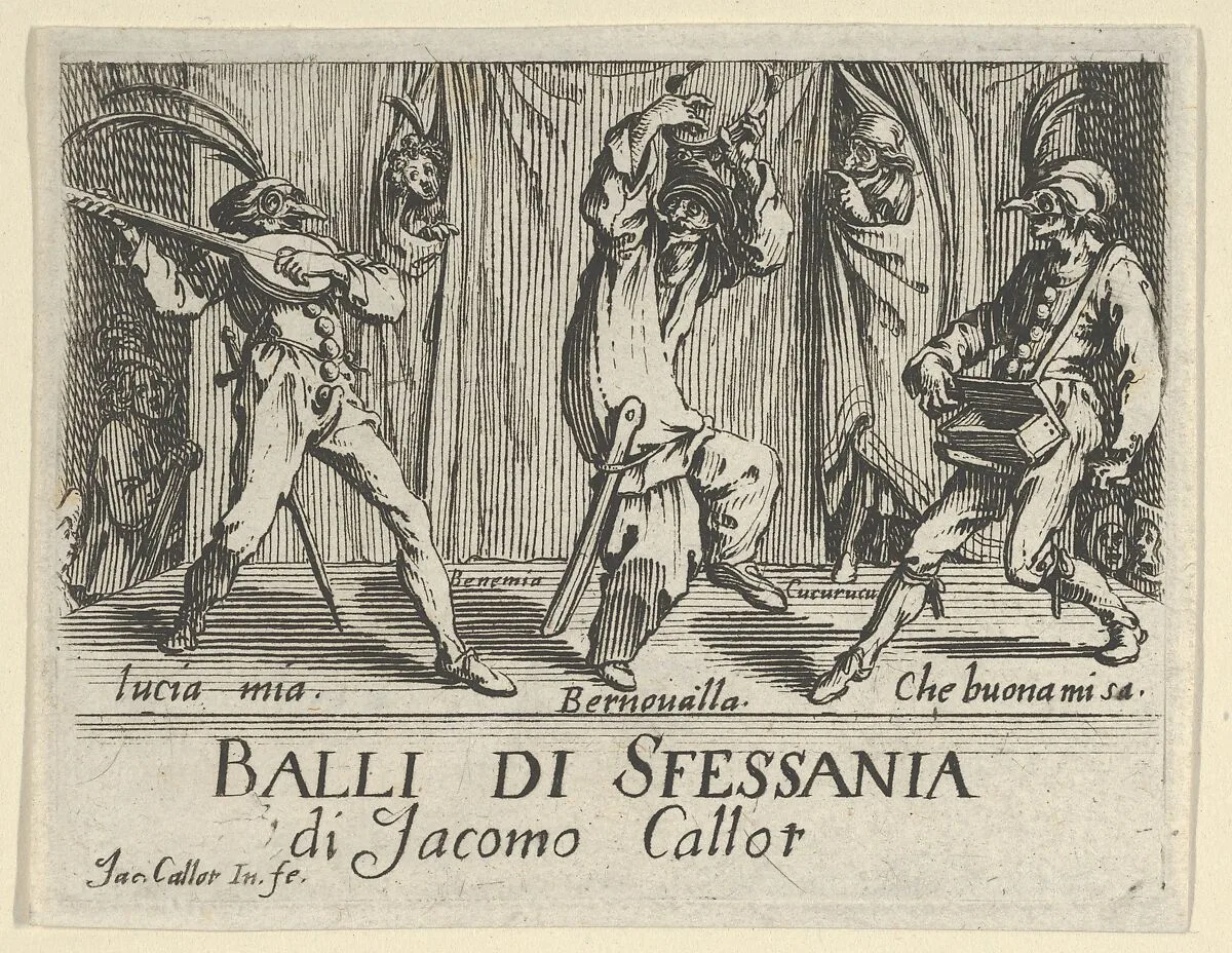 Frontispiece, from the Balli di Sfessania — Jacques Callot