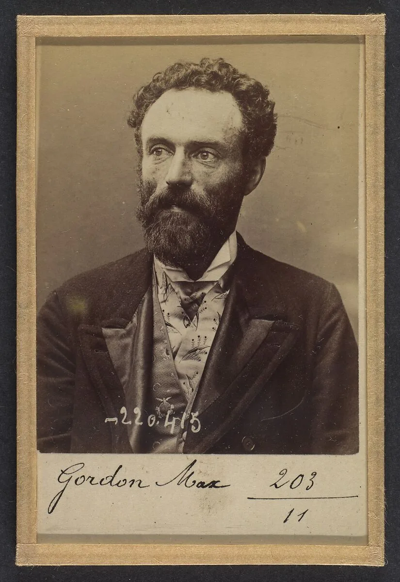 Gordon. Max. 39 ans, né le 20/8/54 à Vilna (Italie). Employé de commerce. Anarchiste. 2/7/94. — Alphonse Bertillon