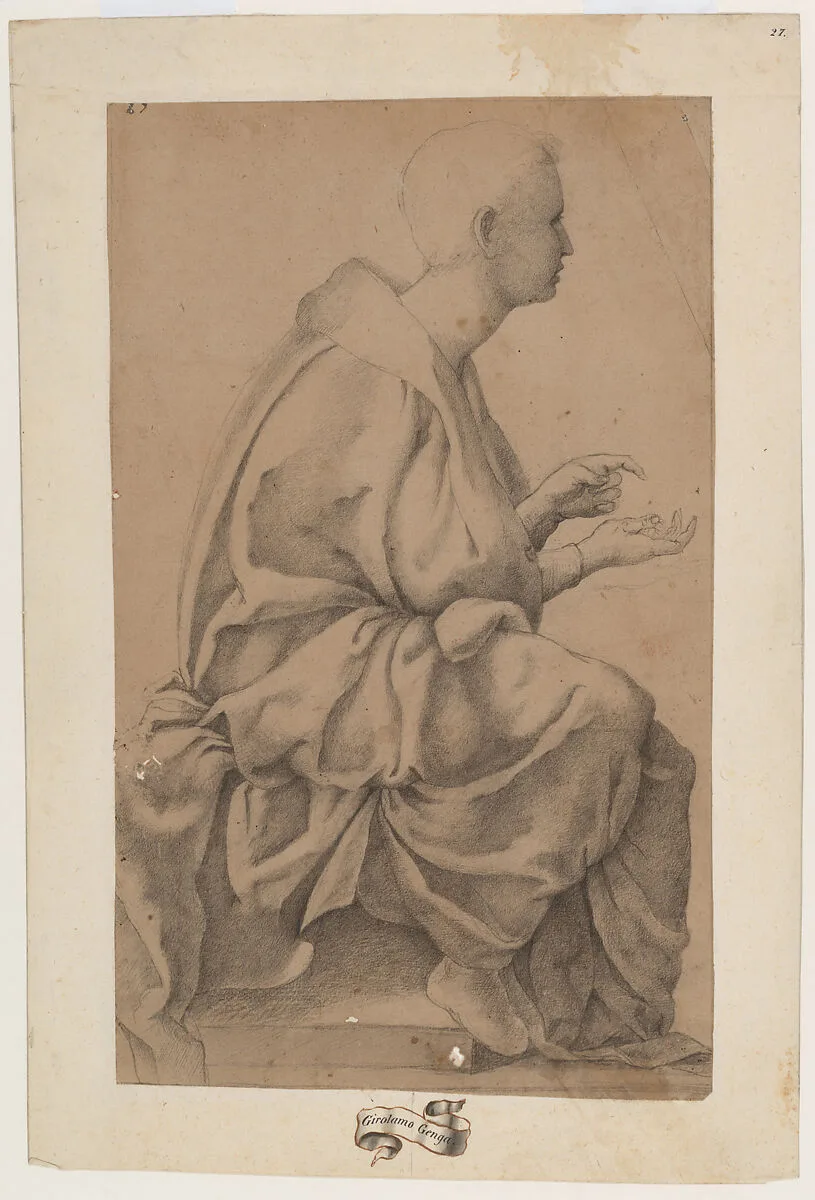 Study for a seated draped figure — Girolamo Genga