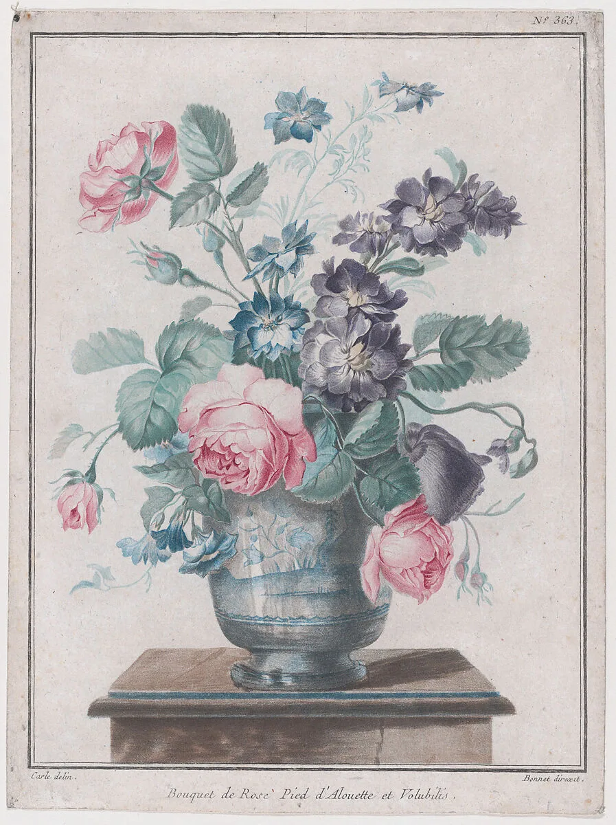Bouquet of Roses, Larkspur and Convolvulus — Louis Marin Bonnet
