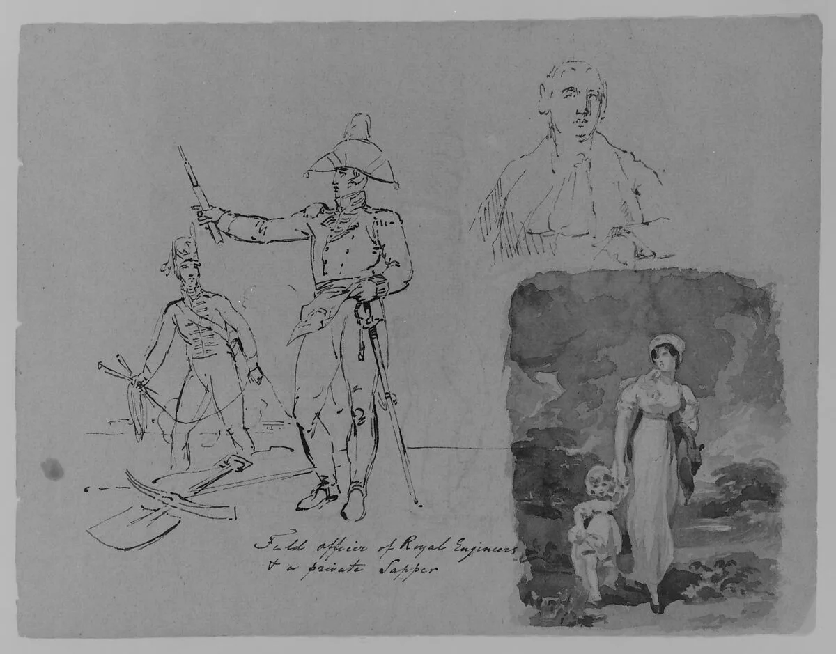 Portrait of a Cleric; Standing Man in Animal Skins; Portrait of a Woman; Man's Head (from Sketchbook) — Thomas Sully