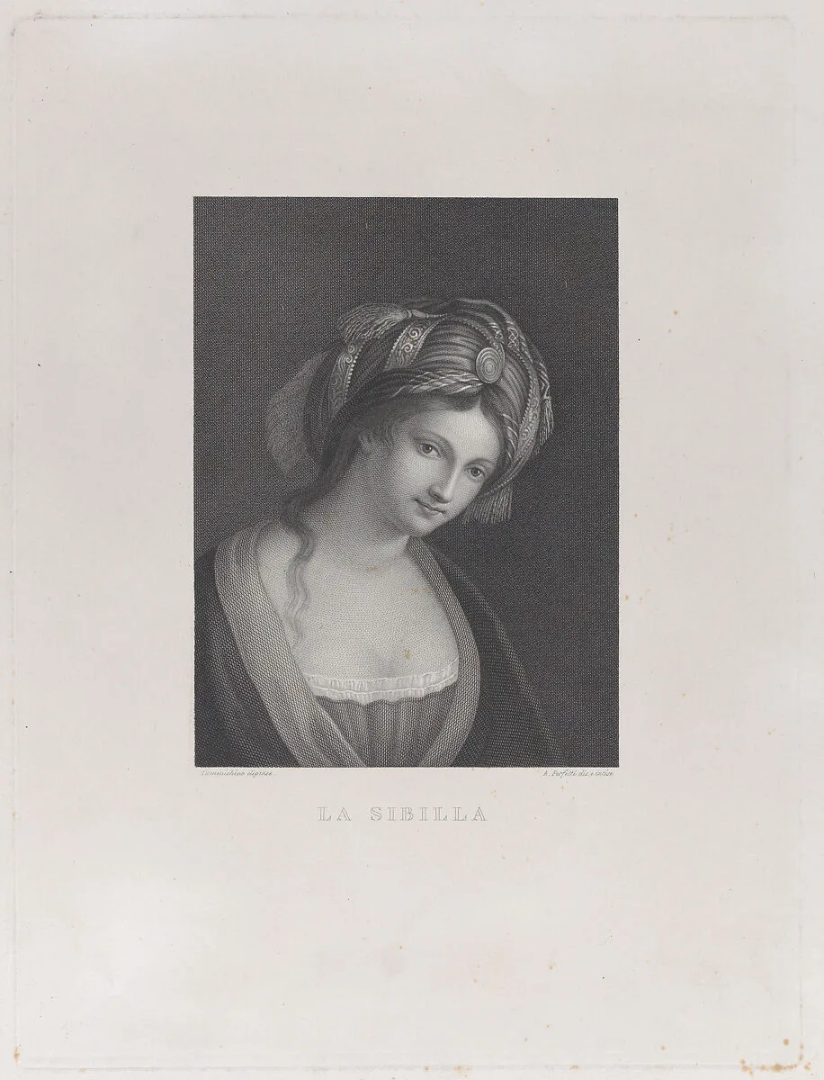 A sibyl, head and shoulders, wearing a turban — Domenichino (Domenico Zampieri)|Antonio Perfetti