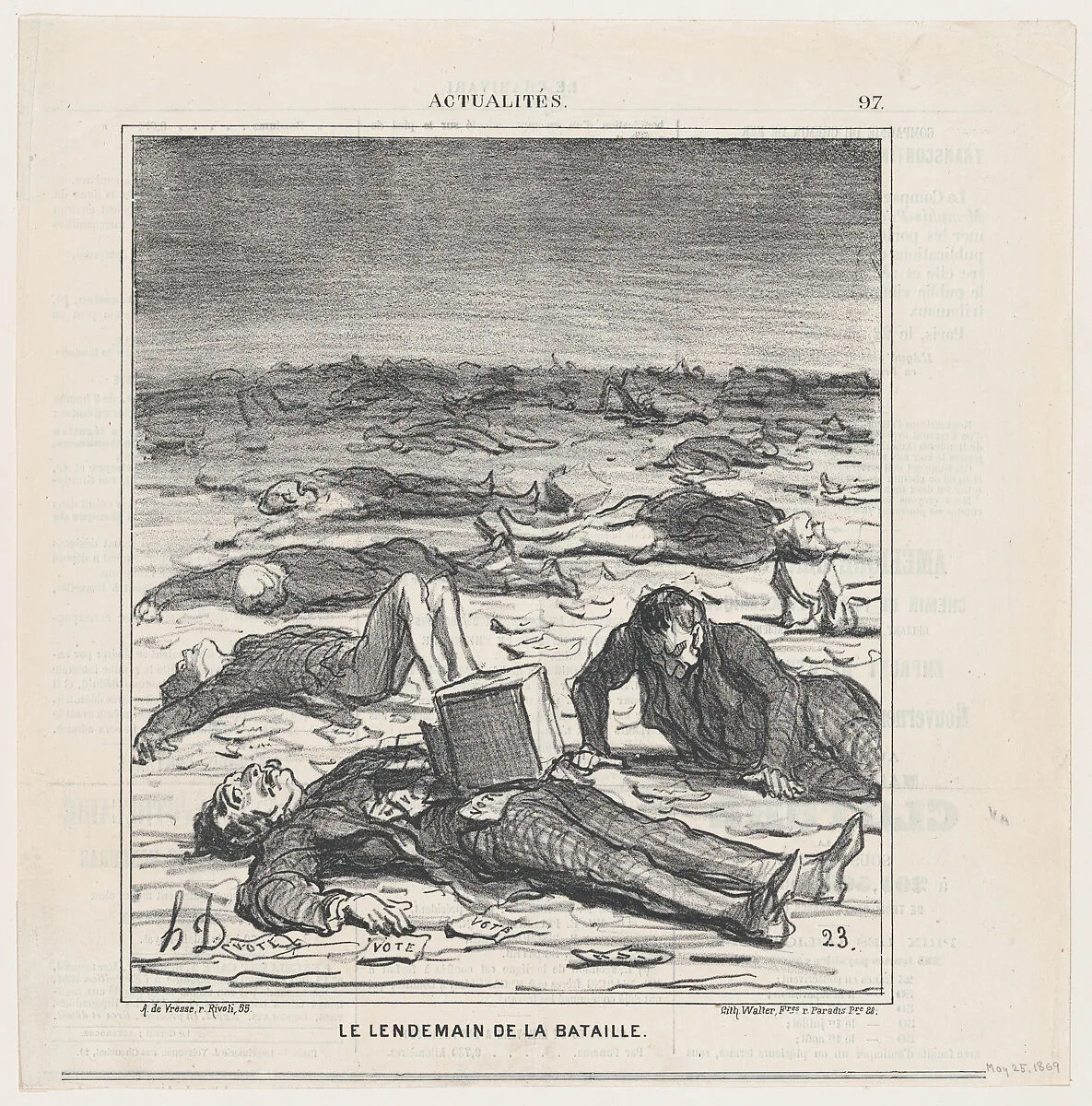 The day after the battle, from 'News of the day,' published in Le Charivari, May 25, 1869 — Walter Frères|Honoré Daumier|Arnaud de Vresse