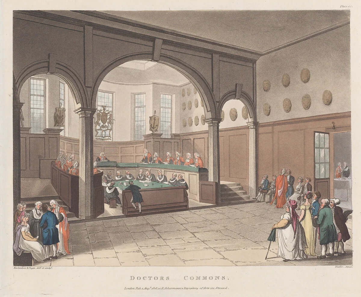 Doctors' Commons — Auguste Charles Pugin|Thomas Rowlandson|Rudolph Ackermann, London|Joseph Constantine Stadler