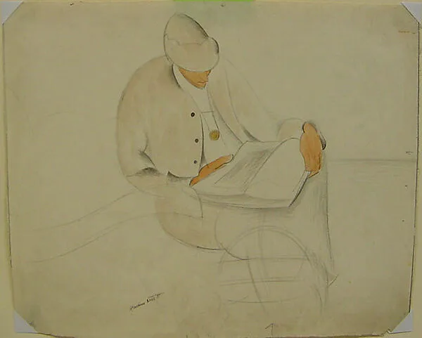 Seated Figure Reading — Wyndham Lewis