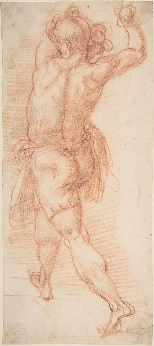 Figure of a Man Throwing Stones (recto); Study of a Man (?) (verso) — Cavaliere d'Arpino (Giuseppe Cesari)