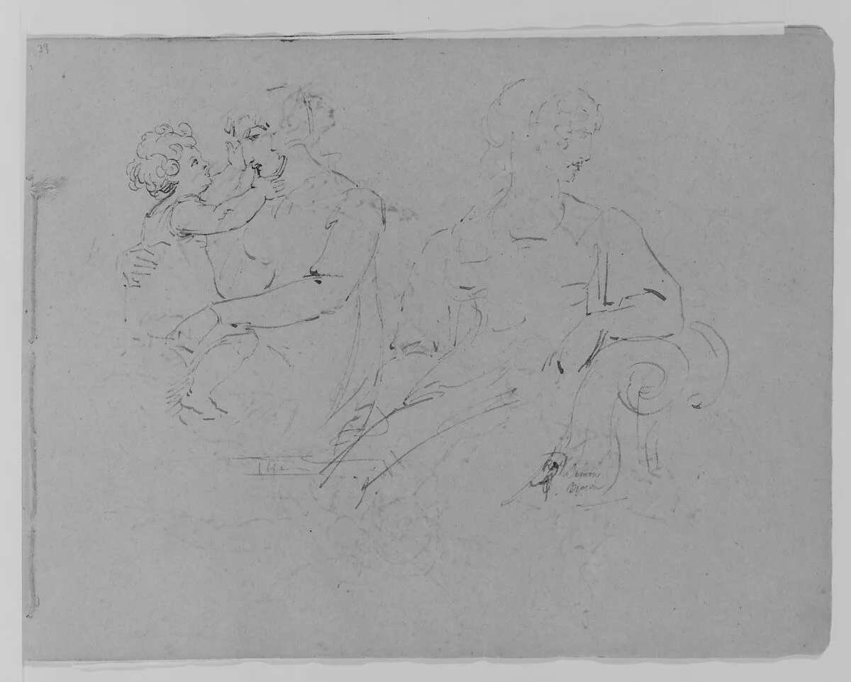 Mother and Child; Female Figure (from Sketchbook) — Thomas Sully