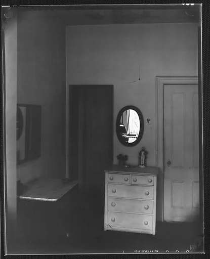 Bedroom Interior with Dresser and Mirror, Possibly Walker Evans' Apartment at 441 East 92nd Street, New York City]
