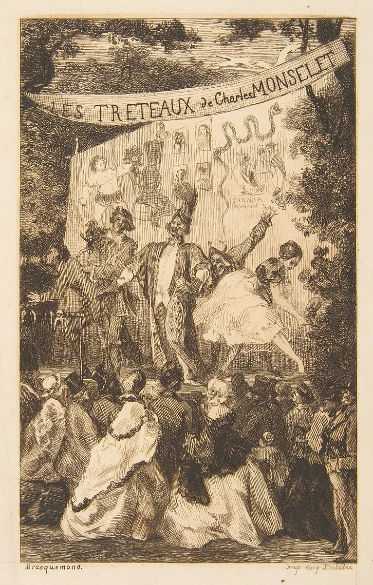 Frontispiece for "Les Tréteaux de Monselet" — Félix Bracquemond|Charles Monselet|Auguste Delâtre