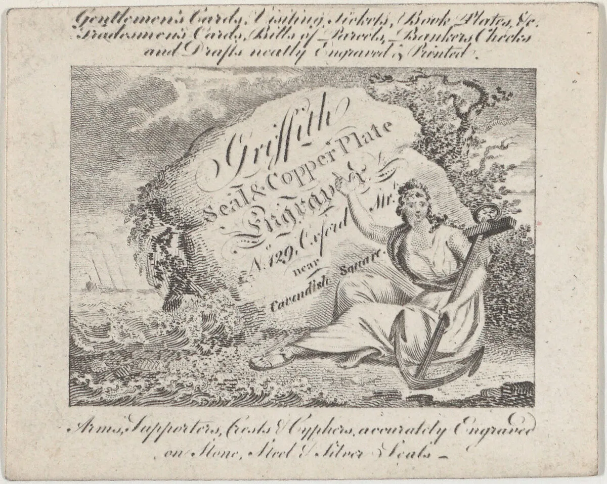Trade Card for Robert Griffith, Seal and Copper Plate Engraver — Anonymous, British, 18th century