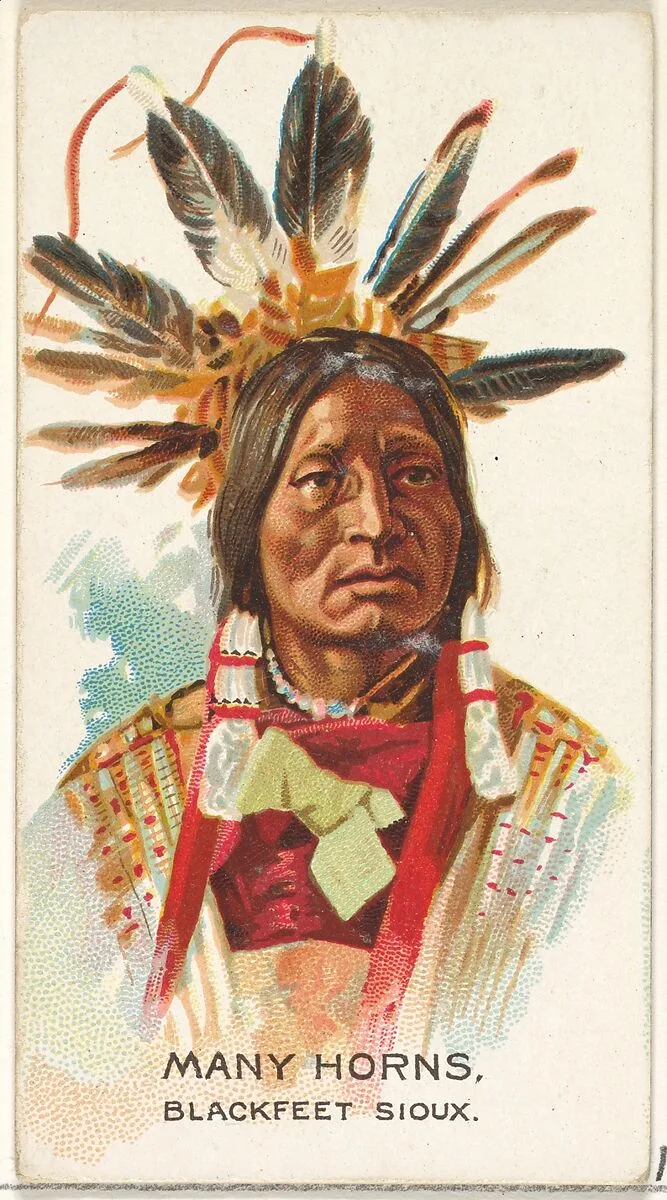 Many Horns, Blackfeet Sioux, from the American Indian Chiefs series (N2) for Allen & Ginter Cigarettes Brands — Allen & Ginter