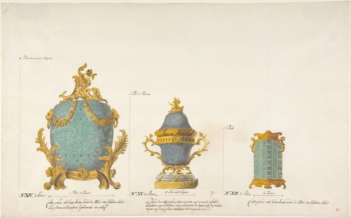 Design for Three Vases — Anonymous, French, 18th century