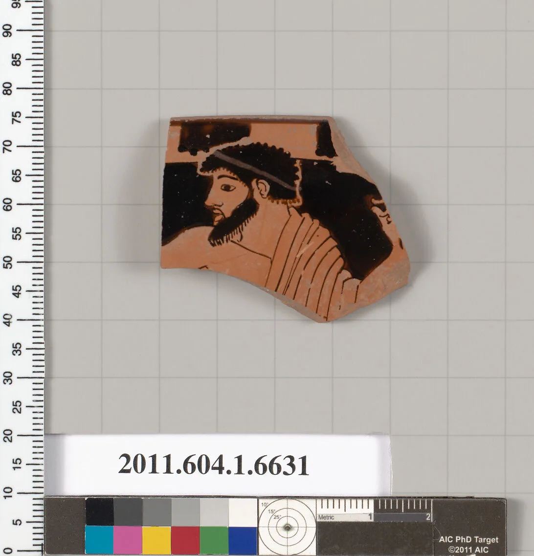 Terracotta rim fragment of a kylix (drinking cup) — Castelgiorgio Painter