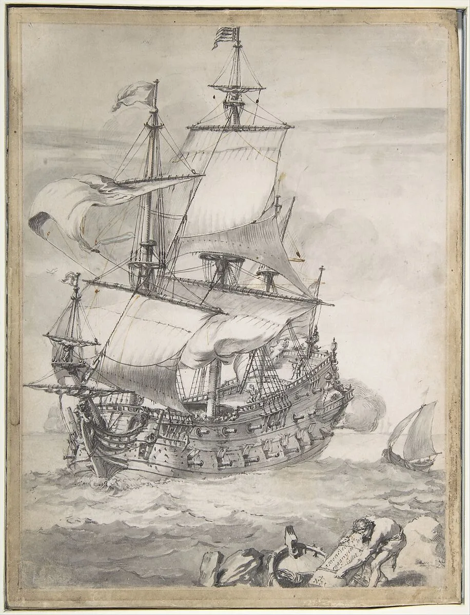 A Frigate at Sea — Pierre Puget