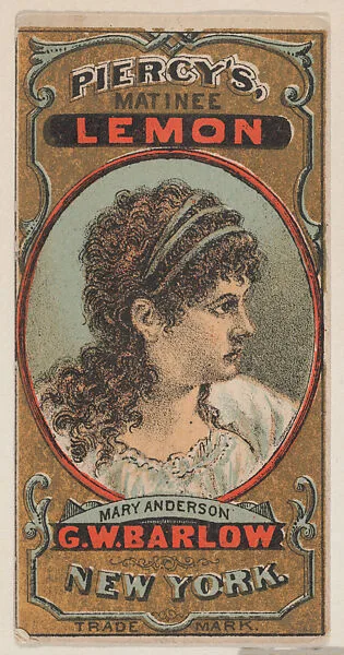 Mary Anderson, Actress, Percy's Lemon, G.W. Barlow, New York, trade card (W500) — Unknown