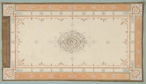 Design for the decoration of a ceiling with filagree borders and a central medallion