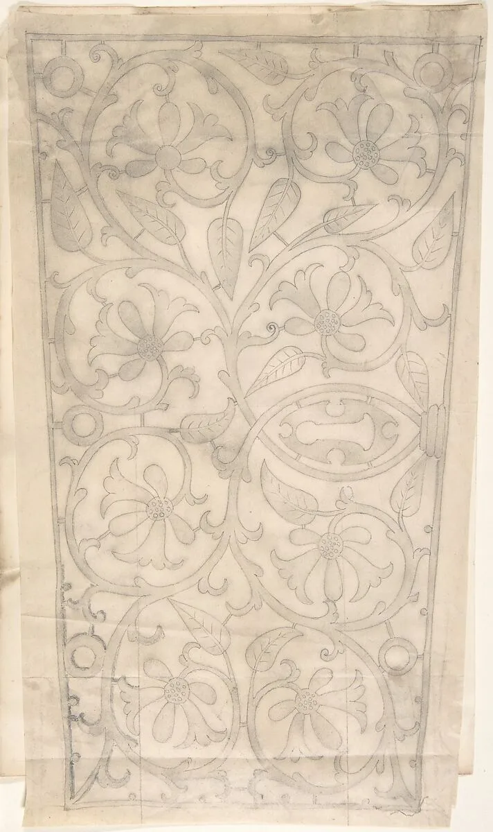 Floral and Foliate Ornamented Metal Keyplate Design — Anonymous, British, 19th century