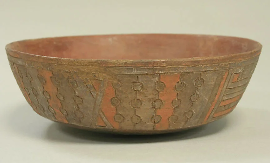 Incised Painted Bowl with Feline Faces — Unknown