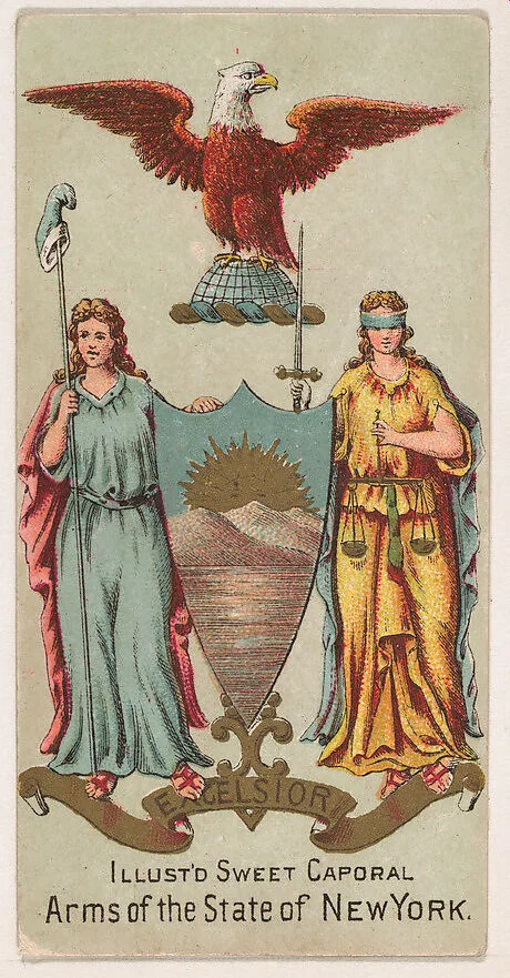 Arms of the State of New York, from the Military Series (N224) issued by Kinney Tobacco Company to promote Sweet Caporal Cigarettes — Kinney Brothers Tobacco Company
