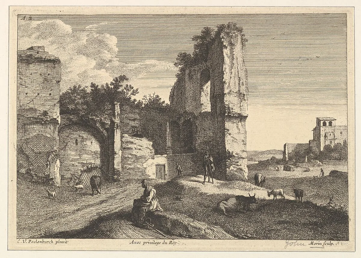 La Vieille Femme Assise — Jean Morin|Cornelis van Poelenburch