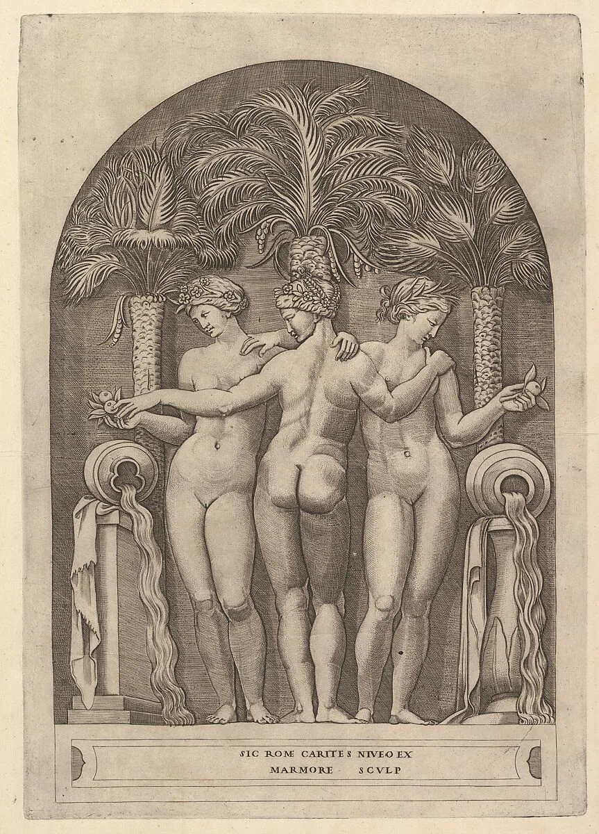 Speculum Romanae Magnificentiae: The Three Graces — Marco Dente|Marcantonio Raimondi|Raphael (Raffaello Sanzio or Santi)