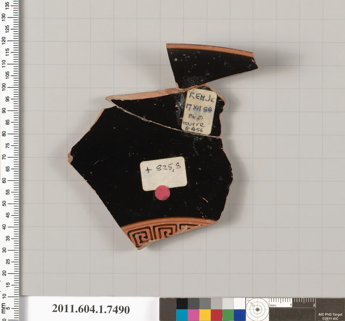 Terracotta rim fragment of a kylix (drinking cup) — Painter of Louvre G 456