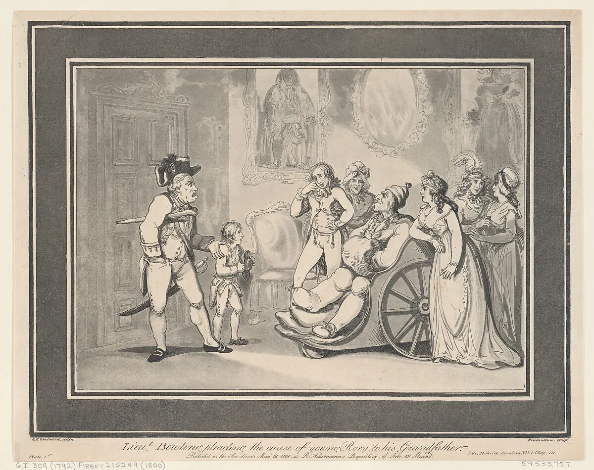 Lieutenant Bowling pleading the cause of young Rory to his Grandfather — George Murgatroyd Woodward|Rudolph Ackermann, London|Thomas Rowlandson|Joseph Constantine Stadler