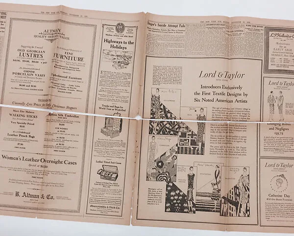 from The New York Sun, Monday, November 23, 1925. Advertisment from Lord & Taylor exclusively introducing the Ameris — Unknown