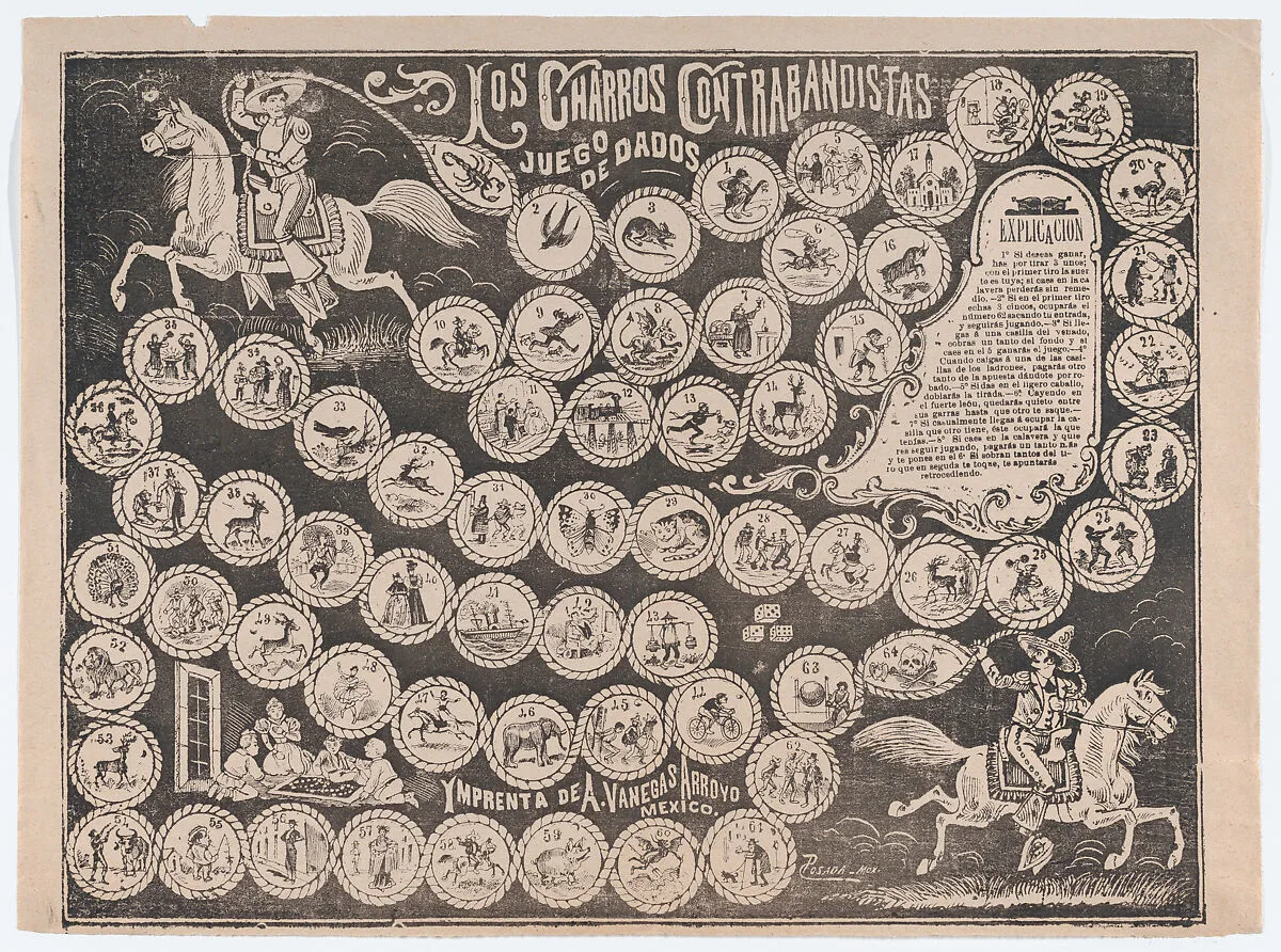 Game of the cowboy smugglers (Los charros contrabandistas) — José Guadalupe Posada|Antonio Vanegas Arroyo