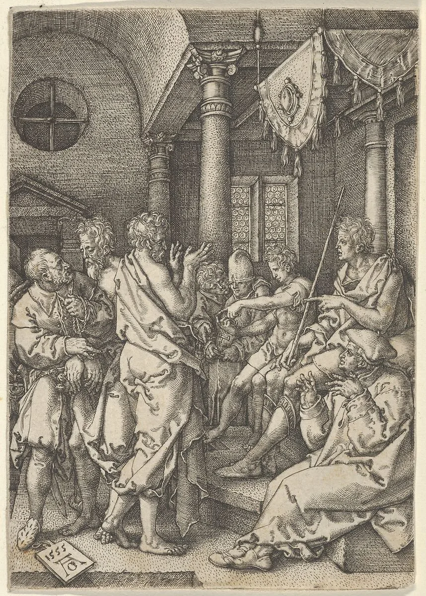 Daniel Cross-Examining the Elders, from The Story of Susanna — Heinrich Aldegrever