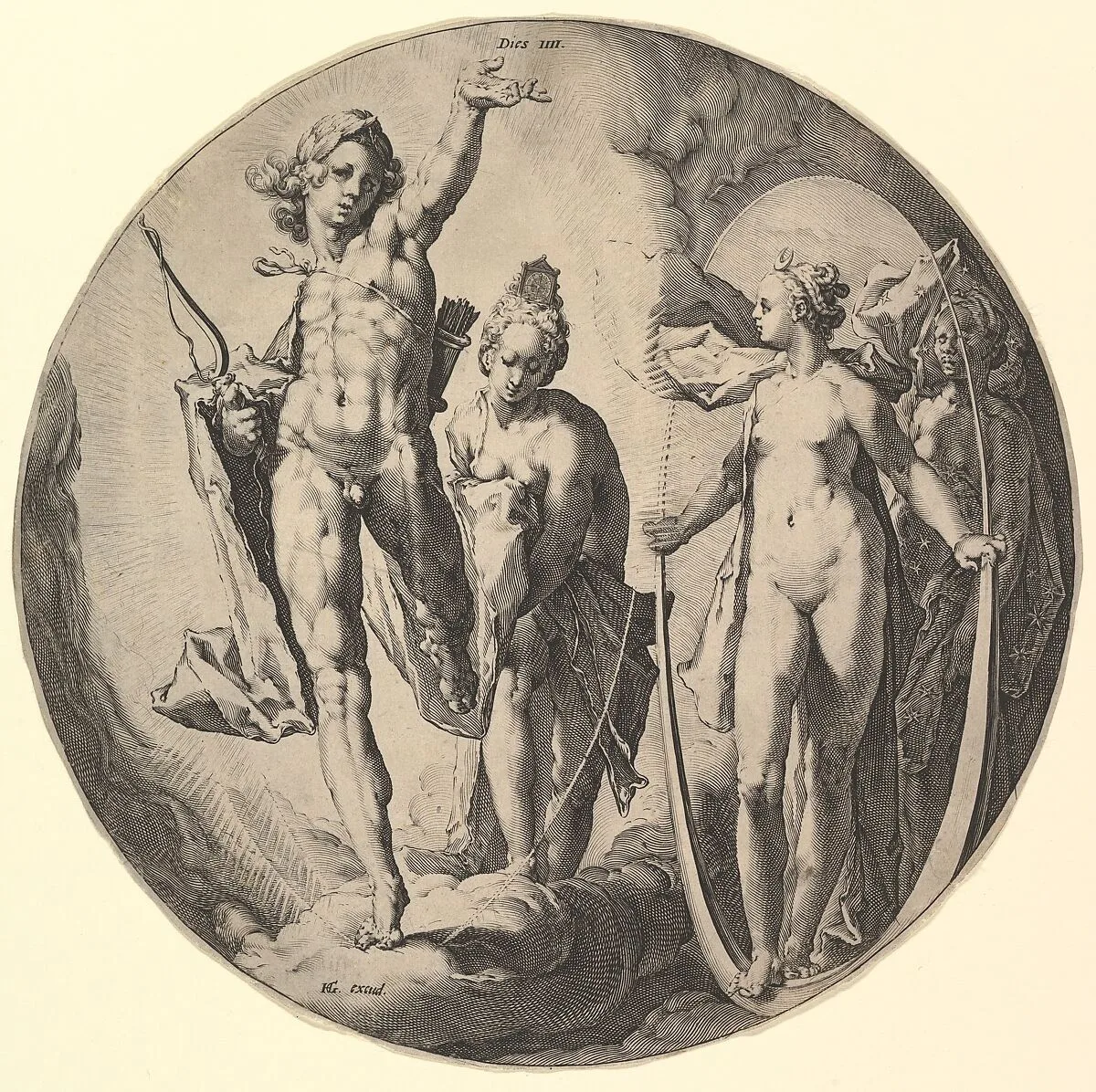 The Fourth Day (Dies IV): The Creation of Day and Night, from The Creation of the World, a series of seven plates — Hendrick Goltzius|Jan Muller|Hendrick Goltzius