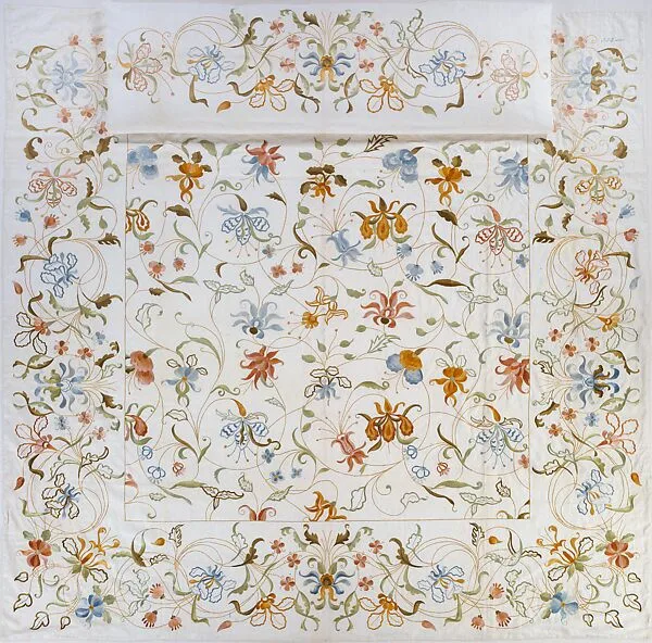 Embroidered coverlet — A. P. Lalkers
