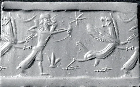 Cylinder seal with mythological contest scene