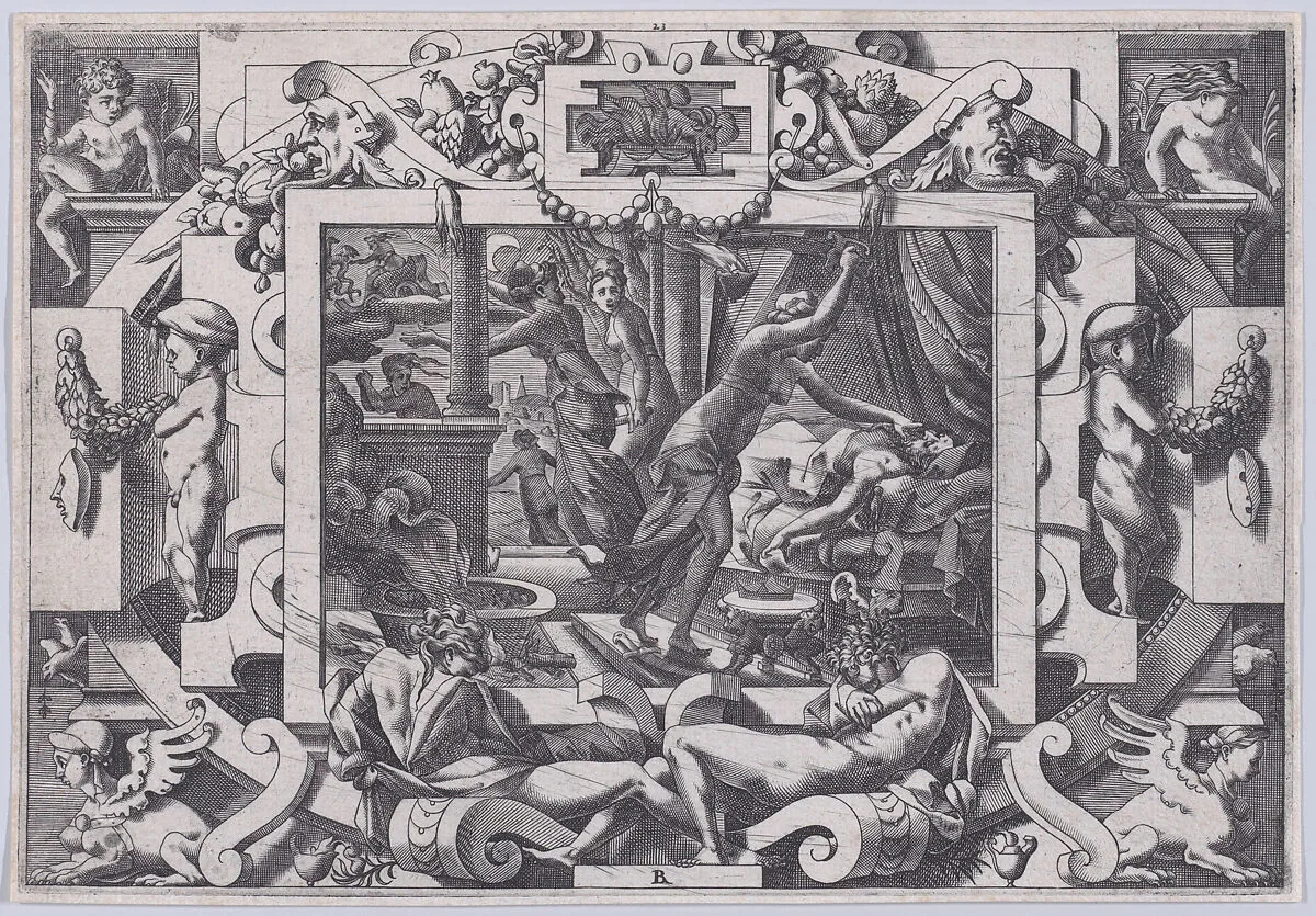 Pelias Killed by his Daughters (Dont par pitié elles prennent courage son sang vider par violent outrage...), from "Jason and the Golden Fleece" — René Boyvin|Leonard Thiry