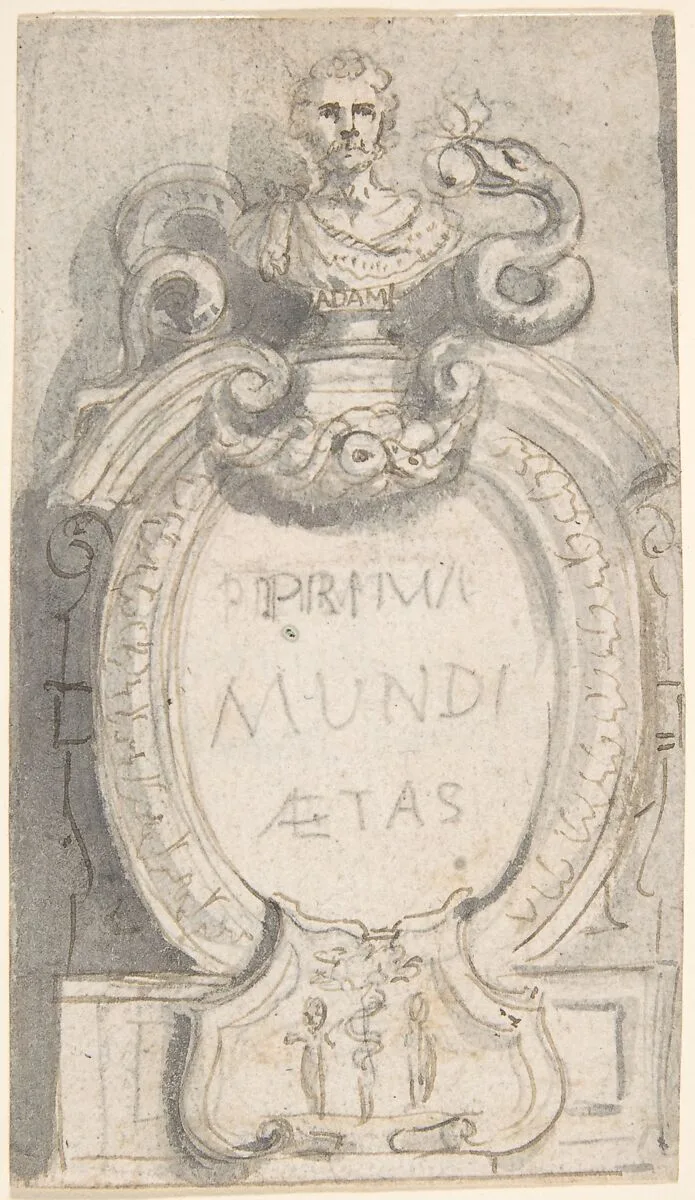 Cartouche Surmounted by a Bust — Giovanni Larciani ("Master of the Kress Landscapes")