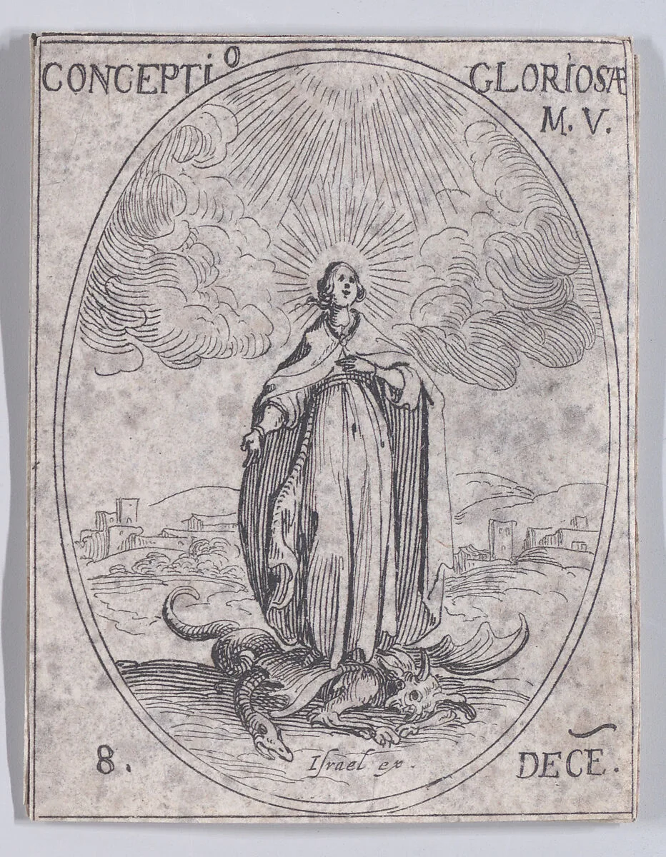 La Conception Glorieuse de la Se. Vierge (The Immaculate Conception), December 8th, from "Les Images De Tous Les Saincts et Saintes de L'Année" (Images of All of the Saints and Religious Events of the Year) — Jacques Callot|Israël Henriet